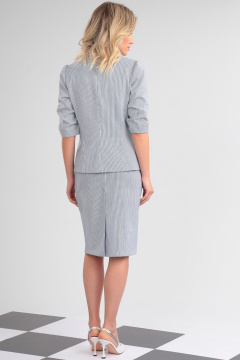 Комплект из жакета и юбки на хлопковой подкладке с рельефами LeNata 21312 голубая-полоска - фото 4