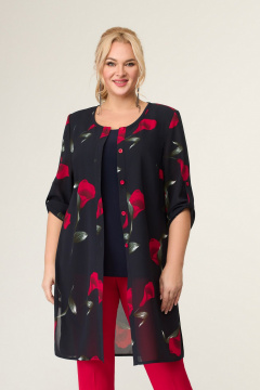 Кардиган, топ Svetlana-Style 3006 черный+цветы - фото 1