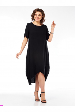 Платье бохо из вискозы с коротким рукавом Медея и К 2241 черный - фото 1