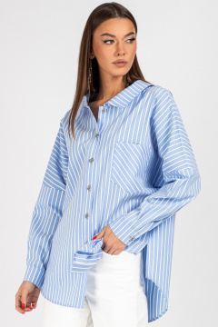 Блуза VIZAVI 727 бело-голубая_полоска - фото 5