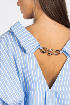 Блуза VIZAVI 727 бело-голубая_полоска - фото 4