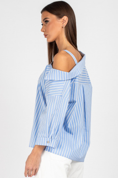 Блуза VIZAVI 726 бело-голубая_полоска - фото 3
