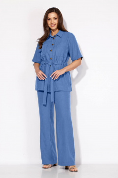 Блуза, брюки Ольга Стиль Л-222 светло-синий - фото 5