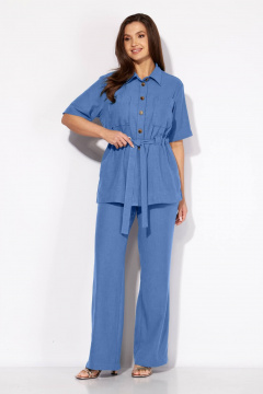 Блуза, брюки Ольга Стиль Л-222 светло-синий - фото 1