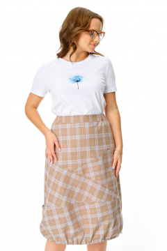Футболка, юбка T&N 7639 белый+бежевый_в_клетку - фото 3