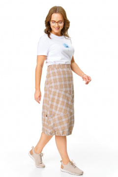 Футболка, юбка T&N 7639 белый+бежевый_в_клетку - фото 2