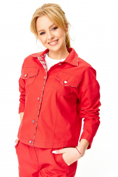 Брюки, жакет, ремень T&N 7642А красный_коралл - фото 5