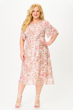 Платье Swallow 827.1 бежево-розовые_цветы - фото 3