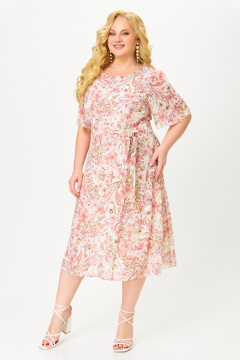 Платье Swallow 827.1 бежево-розовые_цветы - фото 1