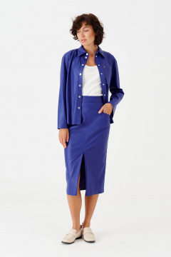 Синяя юбка из экокожи классического кроя круглый год Noche mio 2.013 - фото 1