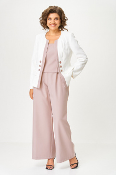 Брюки, жакет, топ ANASTASIA MAK 1123 пудра+молочный - фото 2
