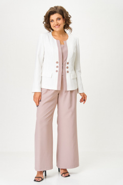 Брюки, жакет, топ ANASTASIA MAK 1123 пудра+молочный - фото 1
