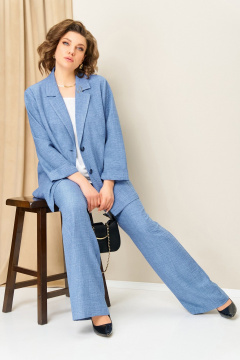 Блуза, брюки, жакет VOLNA 1407 голубой - фото 4