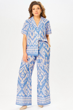 Блуза, брюки Fita 3061 бежево-голубой - фото 3