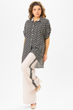 Блуза, брюки Fita 3071 черно-бежевый - фото 2
