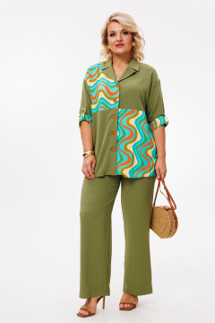 Блуза, брюки Anastasia 1214 олива - фото 5