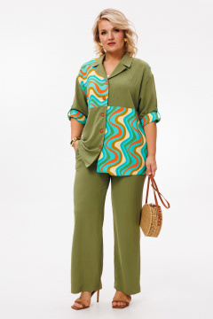 Блуза, брюки Anastasia 1214 олива - фото 4