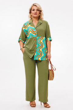 Блуза, брюки Anastasia 1214 олива - фото 1