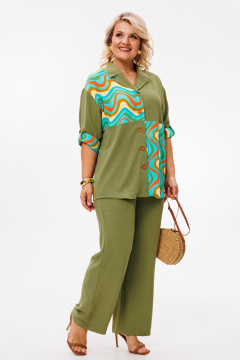 Блуза, брюки Anastasia 1214 олива - фото 3