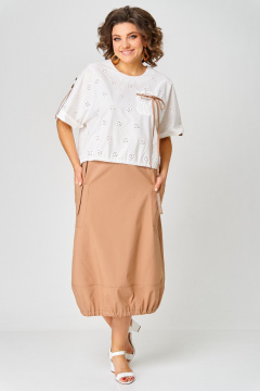 Блуза, юбка Aira Style 24122 молочно-бежевый - фото 1