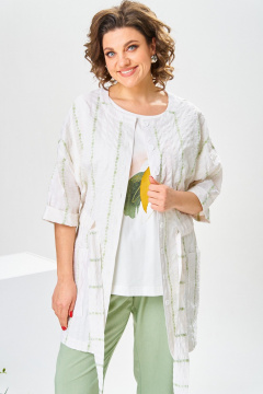 Блуза, брюки, жакет Romanovich Style 3-2377 белый/салатовый - фото 4