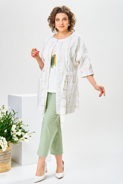 Блуза, брюки, жакет Romanovich Style 3-2377 белый/салатовый - фото 2
