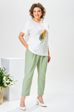 Блуза, брюки, жакет Romanovich Style 3-2377 белый/салатовый - фото 3