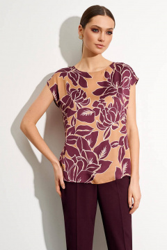 Блуза Nelva 22715 бордовый принт - фото 1