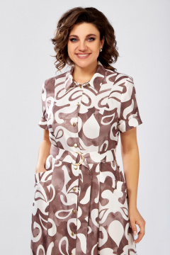 Платье Swallow 844 капучино_в_молочный_принт - фото 5