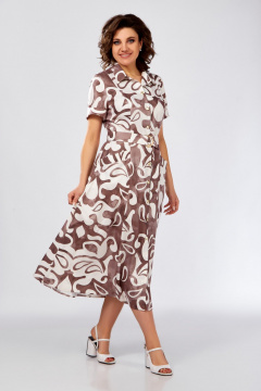 Платье Swallow 844 капучино_в_молочный_принт - фото 3