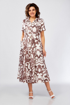 Платье Swallow 844 капучино_в_молочный_принт - фото 1