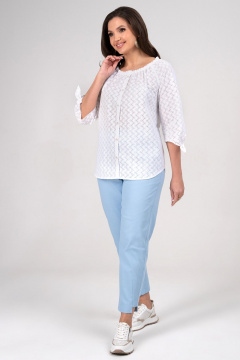 Блуза, брюки Alani Collection 2348 белый+голубой - фото 2