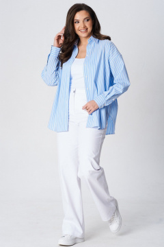 Брюки, рубашка LeNata 20496 бело-голубой - фото 3