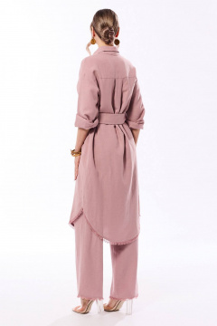 Брюки и туника из льняного текстиля с бахромой и карманами Golden Valley 6543 розовый - фото 3