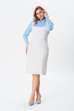 Комплект сарафана и рубашки из хлопка и шанели BARBARA В223 бело-голубой - фото 3