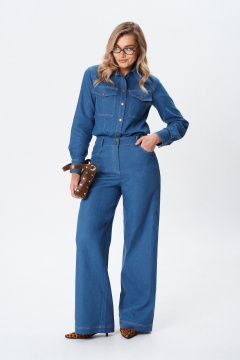 Джинсовый комплек-костюм рубашка и брюки, на каждый день, демисезон BARBARA В227 - фото 2