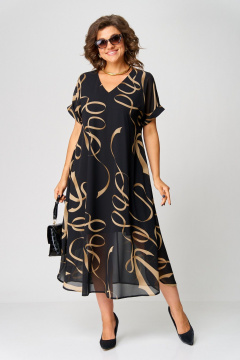 Платье EVA GRANT 7116 черный-с-принтом - фото 1