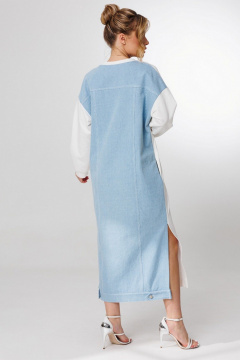 Платье Faufilure C1728 молочный-голубой - фото 4