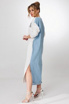 Платье Faufilure C1728 молочный-голубой - фото 3