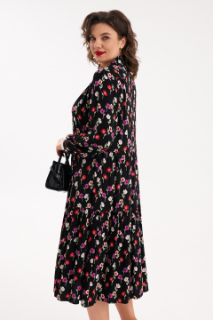 Черное свободное платье с оборками, разрезом и сборкой Almirastyle 265 - фото 4