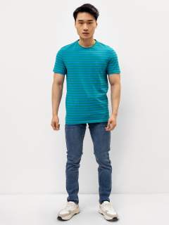 Футболка Mark Formelle 111774/22/2987П-5-2 зелено_голубая_полоска_463_D_вышивка - фото 1
