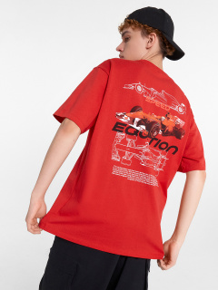 Футболка Mark Formelle 111846/24-4323П-0 огненный_красный_печать_2_сл_на_пол_3_сл_на_спинке - фото 1