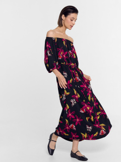 Платье Mark Formelle 152639/24-28381П-9 бабочки_цветы_на_черном - фото 5