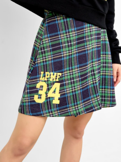 Юбка Mark Formelle 152742/19-6354-4 желто_зеленая_клетка_на_фиолетовом_печать_на_правой_д - фото 1