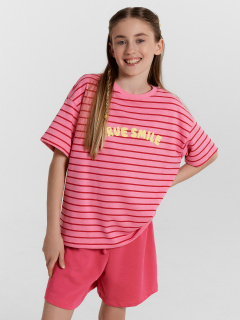 Футболка, шорты Mark Formelle 197728/24-33068ПП-7 полоска_на_розовом_саше_маджента_3_сл_на_пол - фото 5