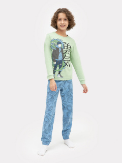 Брюки, джемпер Mark Formelle 563314/22/20285ПП-2 пыльно_зеленый_драконы_на_голубом_3_сл_на_пол - фото 1