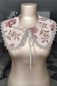 Воротник Полинушка 1218 коричневые_цветы - фото 1