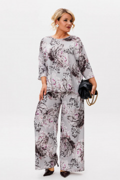 Блуза, брюки Anastasia 1010.1 графит(принт_цветы) - фото 4