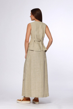 Серый льняной жилет с V-образным вырезом и карманами Полинушка 805б - фото 4