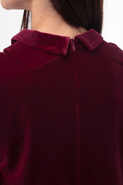 Платье прямого силуэта из бархатной ткани с воротником Anelli 619 бордо - фото 5
